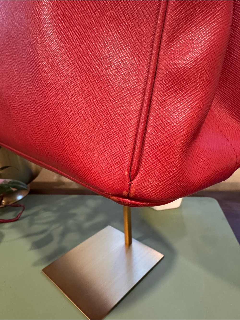 Prada Cherry Red Saffiano Tote with Gold Accents - Picture 5 of 14